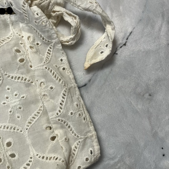 Hemant‎ Nandita Dress Womens Sz S Ivory Aditya Embroidered Eyelet Tunic Tassel - Picture 2 of 10